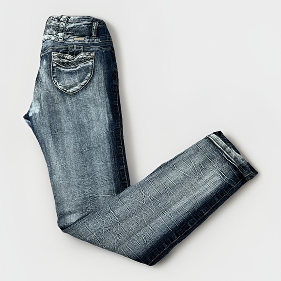 GOGO Denim - GoGo Star Jeans Womens Size 15 Juniors Blue Denim Skinny Dark Wash Pants Stretch